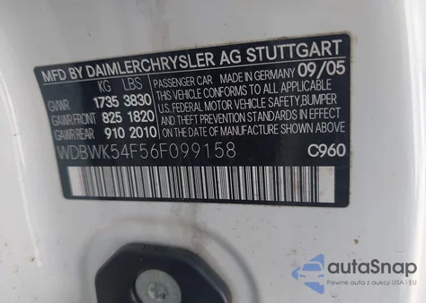 2006 Mercedes-Benz Slk 280 from USA, damaged, VIN WDBWK54F56F099158